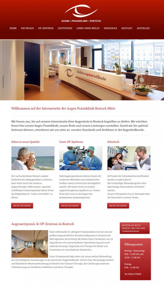 Augen-Praxisklinik Rostock (Website Screenshot vom 19.03.2015)